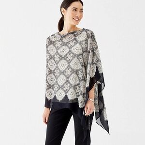 NWT J. Jill Light & Breezy Sketched Medallions Poncho Asymmetrical Modal O/S